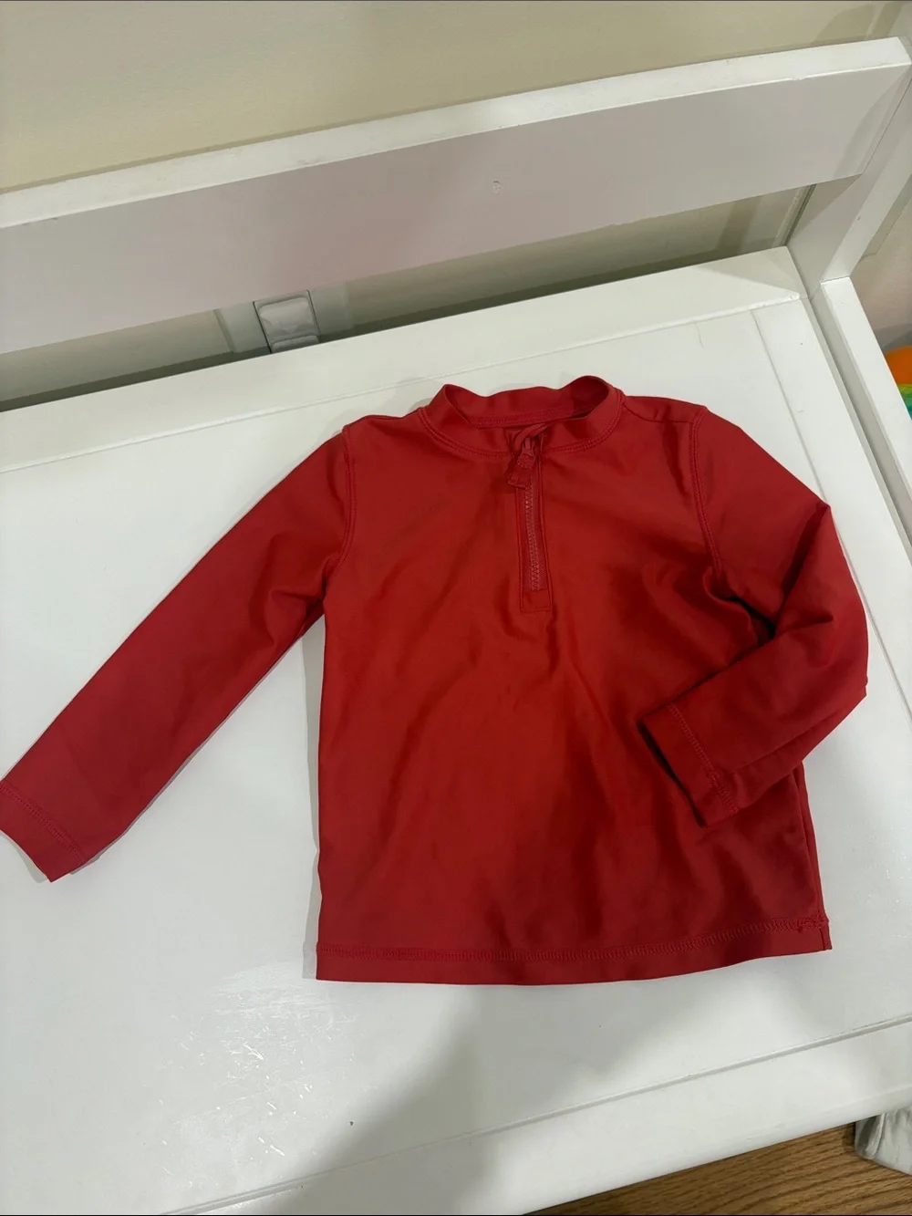 Carter's Bright Red Zip-Neck Long Sleeve Top